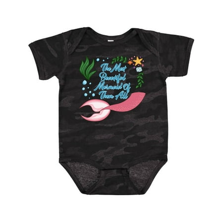 

Inktastic The Most Beautiful Mermaid of Them All with Mermaid Tail Gift Baby Boy or Baby Girl Bodysuit