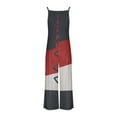 thumbnail image 5 of BiZtdJrK Sales of The Day, Womens Overalls Loose Fit Wide Leg Jumpsuits Sleeveless Color Block Rompers with Pockets Dressy Summer Beach Vacation Outfits Wine S, 5 of 7