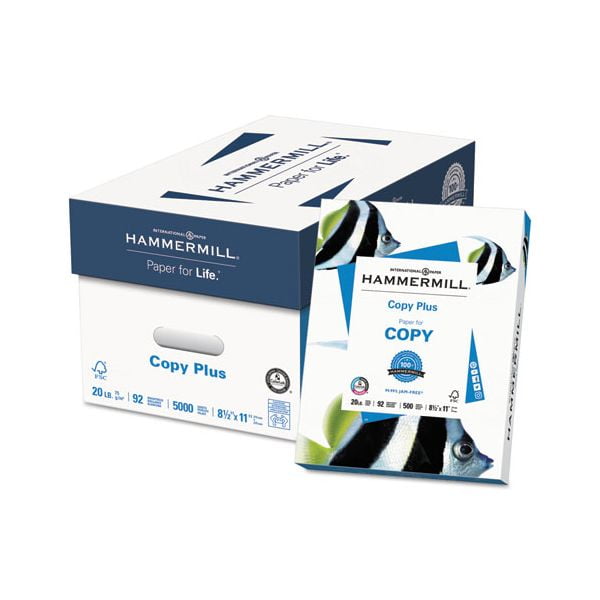 Photo 1 of Hammermill Copy Plus Paper, 92 Bright, 20lb, 8-1/2 x 11, White, 5000 Sheets/Carton
