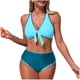 thumbnail image 2 of Tankini Moda Mujer Sin Mangas Patchwork Bikini Traje de Baño Push-Up Acolchado Traje de Baño Blusa Pantalones Cuello en V Nudo Delantero Conjuntos de Dos Piezas Traje de Baño de Dos Piezas para Mujer, 2 of 7