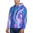 thumbnail image 3 of Picia Swirl Blue And Purple Pattern Casual Men's Hoodie - Lightweight Hooded Sweatshirt with Kangaroo Pocket, Comfortable Pullover for Everyday, Travel-XX-Large, 3 of 7