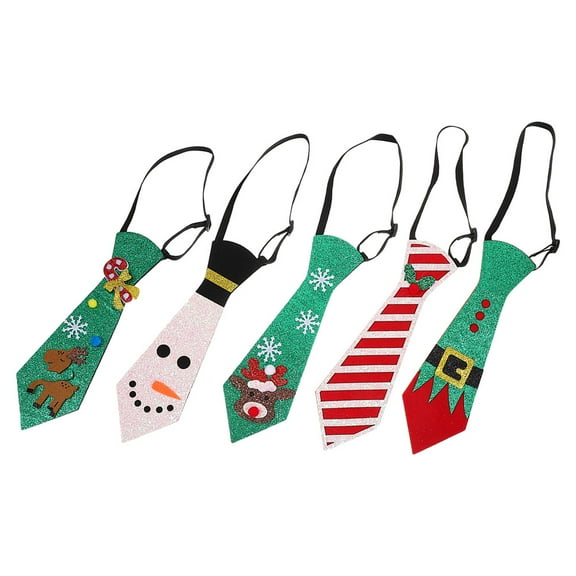 Toddmomy 5Pcs Christmas Ties for Men Festive Decoration Assorted Color Neckwear Holiday Style