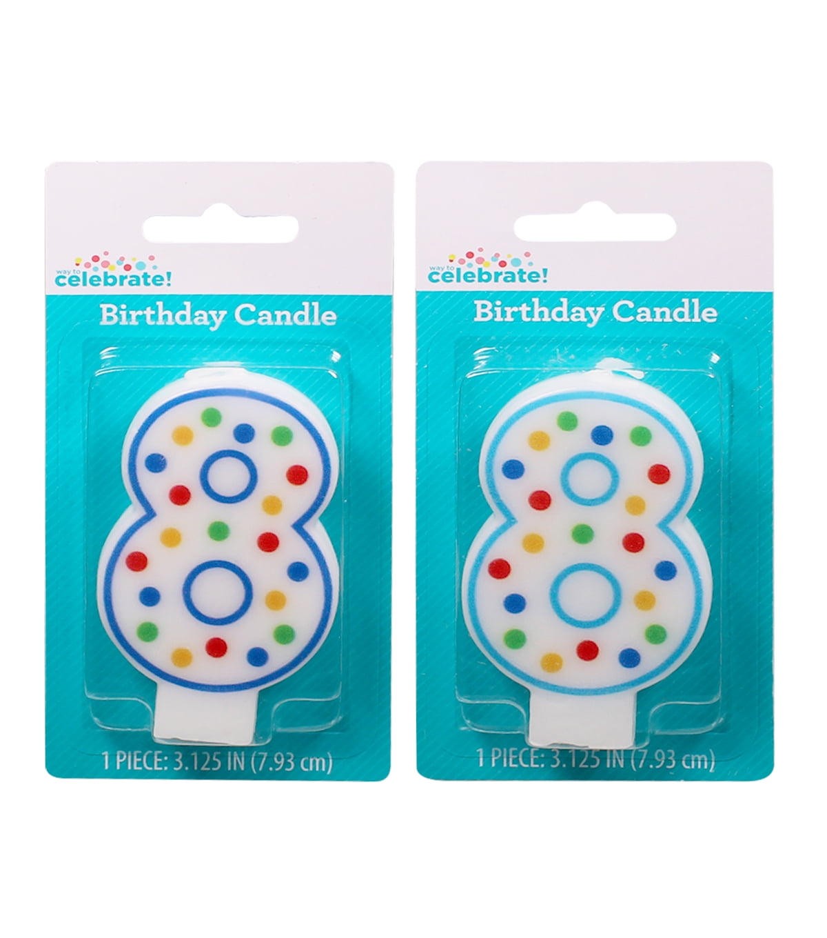 WAY TO CELEBRATE! Assorted Colors Birthday Candle, Number 8