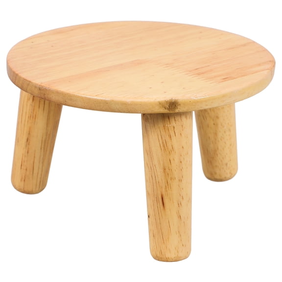 DEEPCRAFF Khaki Wooden Plant Display Stand Elegant Round Flower Pot Support for Living Room and Bedroom