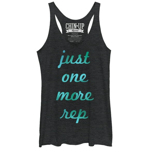 Women's CHIN UP Just One More Rep  Racerback Tank Top Black Heather X Large