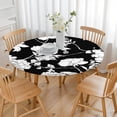 thumbnail image 3 of Round Tablecloth with Elastic Edge and Soft Floral Print, Durable Water-Resistant Polyester for Kitchen or Patio, Fits 44-52 Inch, 3 of 7