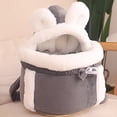 thumbnail image 2 of Soft Plush Pet Travel Backpack for Cats, Warm Winter Outdoor Carrier, Grey, 2 of 9