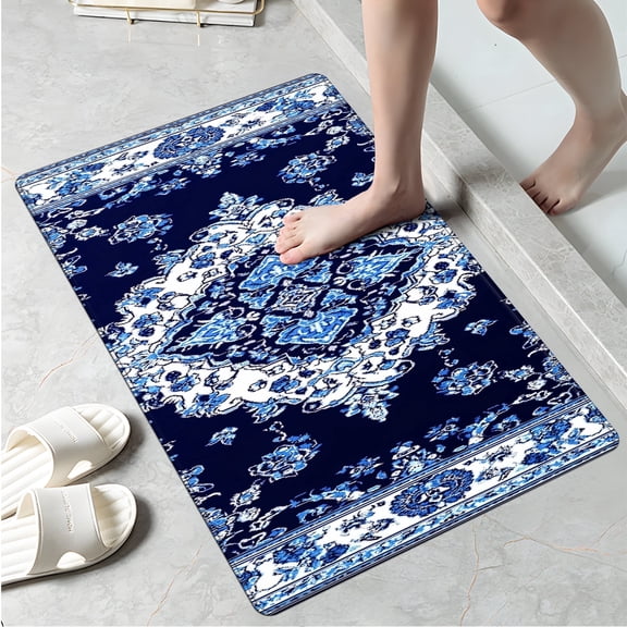 YIMEIS Kitchen rugs Washable flannel Printed Area Rug and Mats DoorMats, bath mat,Autumn and Winter Festival Decoration-Bohemian Geometry-Deep Blue 19.7'' x 31.5''Pink