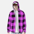 thumbnail image 4 of Goofa Purple Black Buffalo Plaid Printed Women's UPF 50+ Sun Protection Hoodie Jacket Lightweight Long Sleeve Sun Shirt for Women with Pocket Hiking Outdoor-Small, 4 of 9