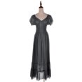 thumbnail image 2 of Robe Maxi à Manches Cap, Bordure en Dentelle, Style Bohème Renaissance Paysanne pour Femme, Gris, Grand, 2 of 5