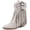 Gray, variant on Women Cowgirl Cowboy Boots, Western Ankle Fringe Boots Pointed Toe with Star Studs & Buckle, Retro Suede Short Pull Off Boots with Chunky Heel for Music Festivals & Concerts