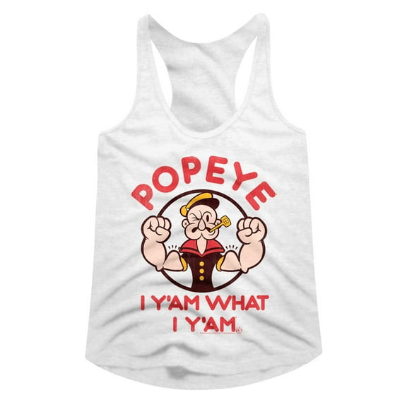 Popeye Y'Am White Women's Racerback Tank Top