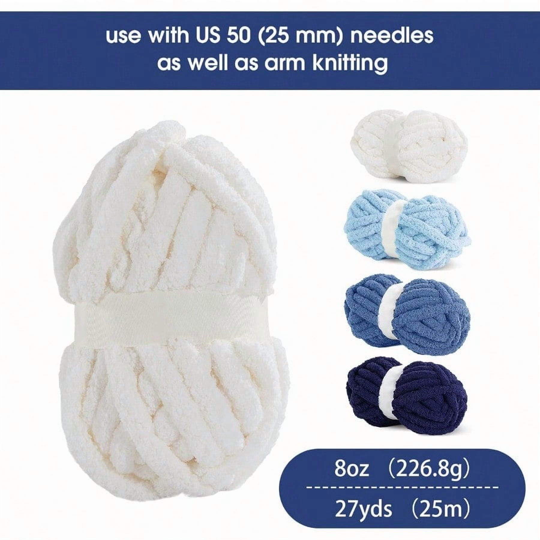 8 Pack Assorted Chunky Yarn for Crochetinger Bulky Large Soft Fluffy Yarn Plush Fuzzy Yarn Thick Chenille Yarn for Hand Knitting/Arm Knitting CreamBlue 27yds 8 oz Each Skein