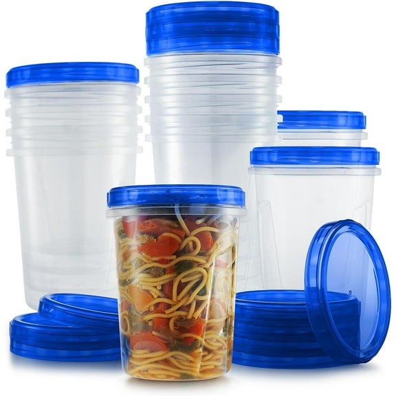 6 Pack Leakproof Freezer Containers for Food with Twist Top Lids - 32 Oz BPA Free Reusable Plastic Soup Containers with Screw On Lids - Ideal for Meal Prep, Leftovers & Pantry Organization
