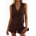 thumbnail image 3 of PRETTYGARDEN 2 Piece Sets for Women Spring Fashion Button Vest Tops High Waist Shorts Summer Business Casual Outfits, 3 of 10