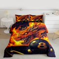 thumbnail image 2 of Homewish Cartoon Dragon Animal Full Size Comforter Sets, Billiards Sport Player Bedding Comforter Set, Retro Japanese Style Reversible Bedding Sets, Lightweight Room Decor, 3-Piece, 2 of 8