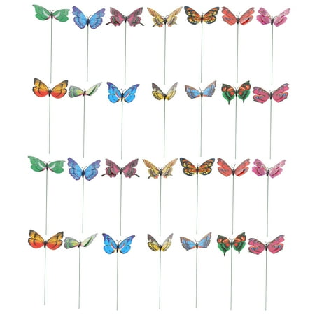 

HOMEMAXS 50pcs Double Layer Butterflies Garden Decor Simulation Butterflies Stakes Color Mixed