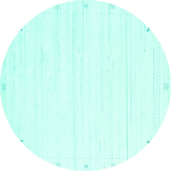 Ahgly Company Indoor Round Solid Turquoise Blue Modern Area Rugs, 3' Round