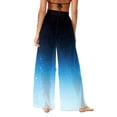 thumbnail image 5 of Mesh Beach Cover Up Pants for Women High Waisted Ombre Gradient Wide Leg Sheer Trousers Loose Fit Breathable Swimwear Outfits for Cruise, 5 of 7