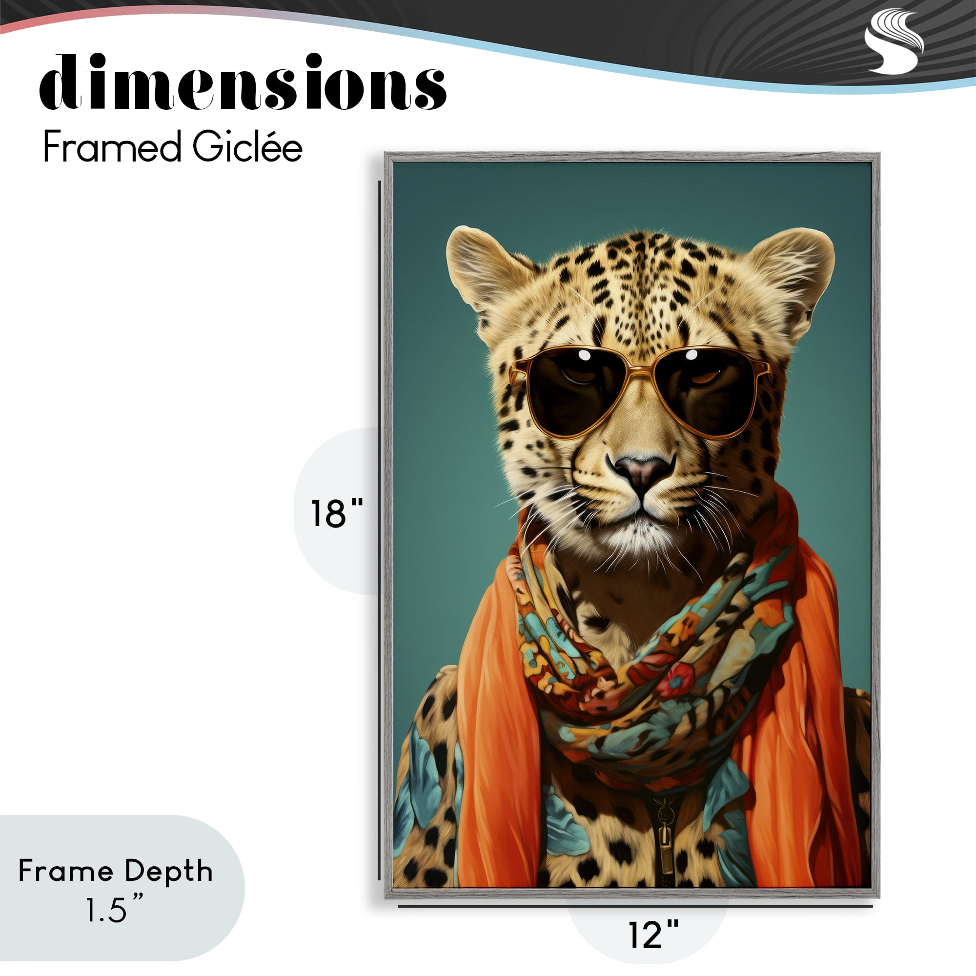 Stupell Industries Safari Glamour Leopard Gray Framed Giclee Art, design by Andrea Haase