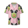 thumbnail image 4 of Uemuo Panda Avocado Pattern Cotton Linen Short Sleeve Shirts,Casual Lightweight Button Down Shirts,Vacation Beach Summer Tops-3X-Large, 4 of 7