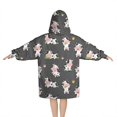 thumbnail image 2 of Dark Gray Cow Emotion Pattern Blanket Hoodies for Kids 6-13YR Oversize Wearable Blanket Hoodies for Boys Girls Teens, 2 of 7