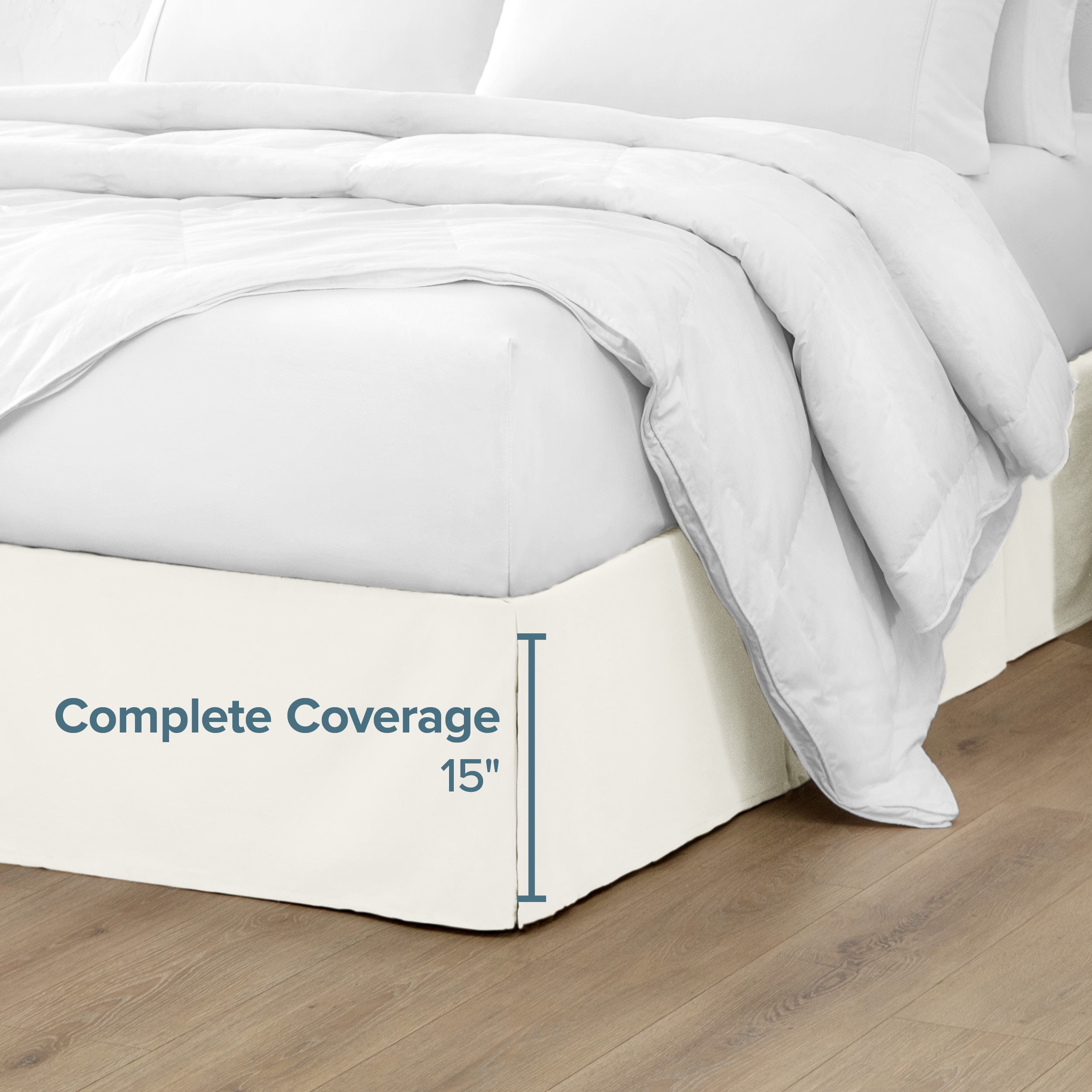 Bare Home Double Brushed Bed Skirt - Premium 1800 Collection - 15-inch Drop - California King, Cream