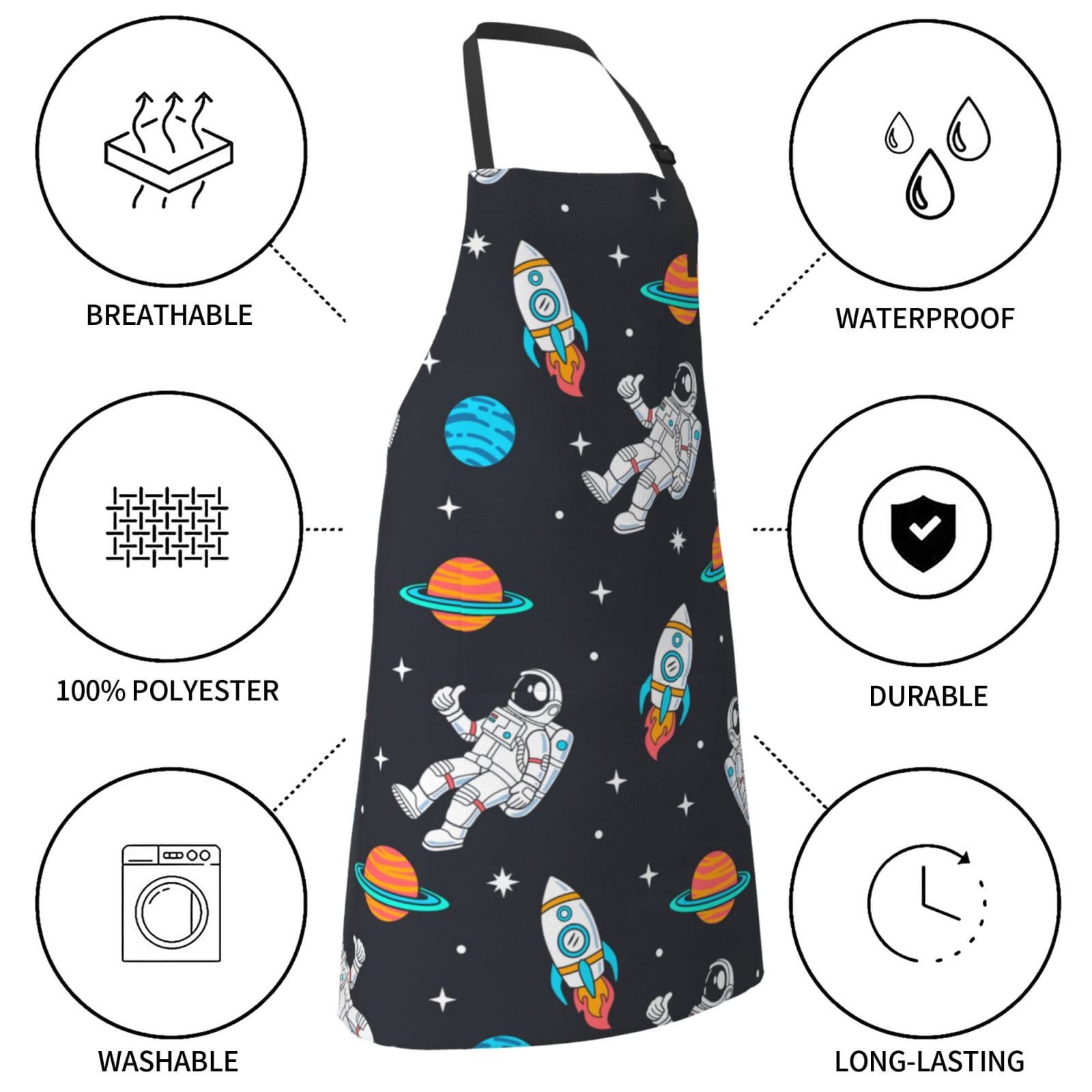 Kdxio Space Apron with Pockets Adjustable Kitchen Aprons for Men Women Waterproof Aprons for Cooking,Drawing,Crafting, Baking Household Cleaning