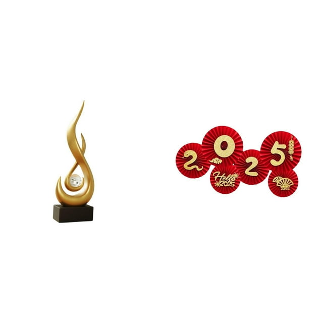 Figura Abstracta De Llama, Escultura De Arte Moderno Para Sala De Estar, Mueble O Decoración De Interiores. Adorno De Abanico De Papel Como Recuerdo De Bendición Para La Celebración Del