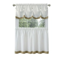 Achim Lana Indoor Polyester Light Filtering Solid Tier & Valance, Tan, 58-in W x 36-in L