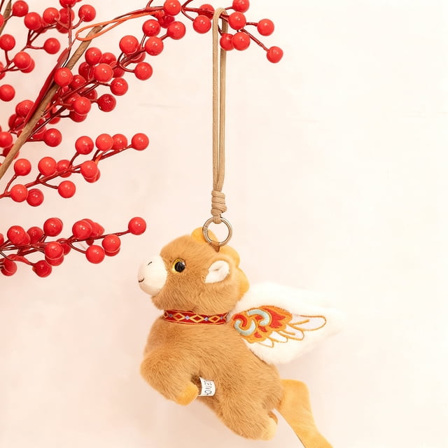 Yunuuuoa Year of the Horse Plush Keychain Toy, Realistic Zodiac Animal Mascot Soft Stuffed Pillow, Cute Backpack Charm Decor for Good Fortune Gift