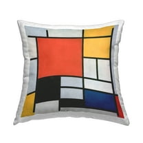 Stupell Industries Classic Mondrian Abstract Squares Square Decorative Printed Throw Pillow, 18 x 18,