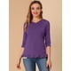 thumbnail image 3 of INSPIRE CHIC Blusa Cuello V Volantes De Encaje Con Mangas 3/4 Para Mujer Púrpura S, 3 of 6