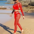 thumbnail image 4 of Sexy Lingerie Sets for Women Valentine Off Shoulder Long Sleeve Halter Tops Deep V Mesh Pant Bodycon Boudoir Set, 4 of 4