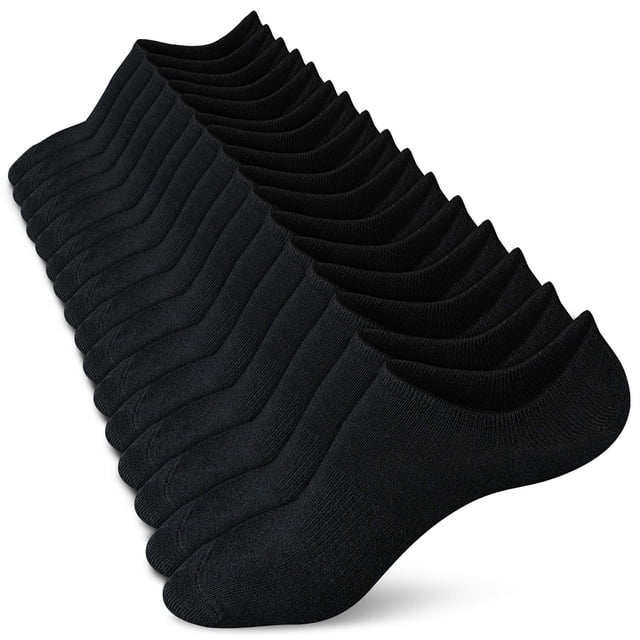 Pantalones cortos No Show Socks Wernies para mujer, negros, de corte bajo, antideslizantes