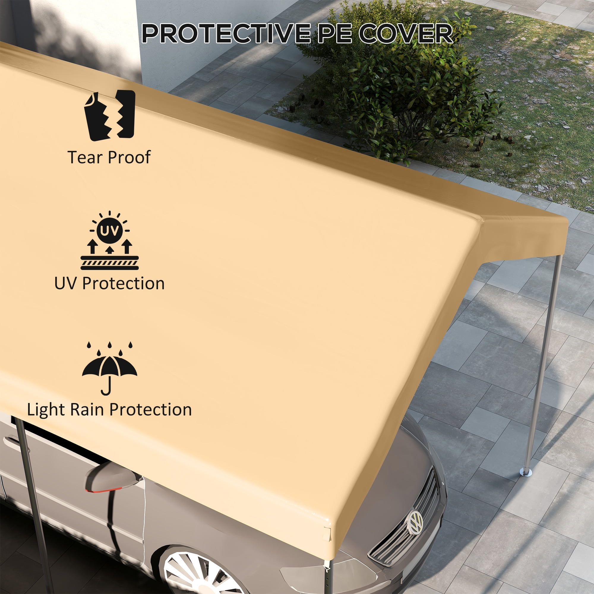 Outsunny 19.7' x 9.7' Carport Top for 84C-207WT or 84C-386V00WT, Beige