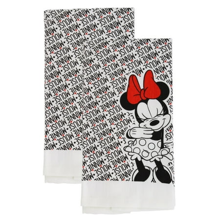 - Disney 100% Cotton Kitchen Towels, 2pk - Absorbent, Lightweight & Adorable, 16” x 26”- Minnie (Best Most Absorbent Dish Towels)