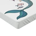 thumbnail image 2 of Ambesonne Cartoon Fitted Sheet 2 Pcs Set, Mermaid Cartoon, Twin, Violet Blue and Beige, 2 of 3