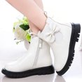 thumbnail image 6 of Lutiedan Girls Ankle Boots with Side Zipper Comfort Slip-Resistant Shoes Bow Decor Princess Boots for Toddler Little Big Kids,White,33, 6 of 7
