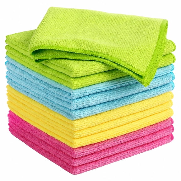 Microfiber Cleaning Cloths, Lint and Streak Free Reusable Towels, 12 Pack for Kitchen, Car and Glass