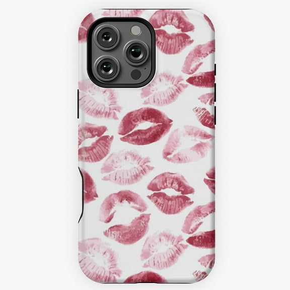 Cute Kisses Pattern Pink Phone Case for iPhone 16 15 14 13 12 11 Pro Max M890322