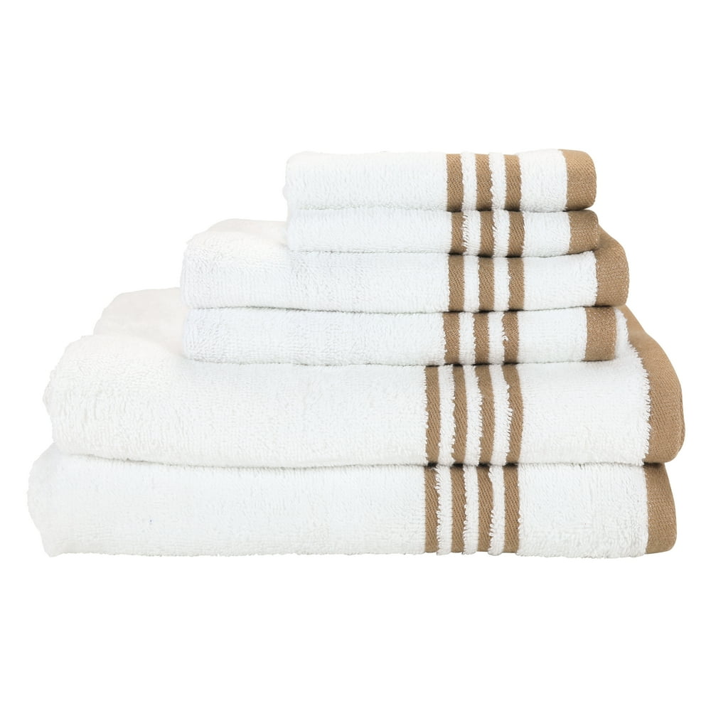 Arkwright 6Piece Bathroom Towel Set, Brown Stripes, 2 Bath Towels, 2