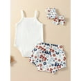 thumbnail image 4 of Infant Fourth of July Baby Girl Outfit 3M 6M 12M 18M USA Romper Tank Top American Flag Shorts Set My First 4th of July Outfit, 4 of 10