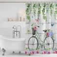 thumbnail image 3 of Spring Shower Curtain, Waterproof Shower Curtains for Bathroom, Bicycles Botanical Rose Leaves Butterfly Wood Grain Washable Fabric Bathtub Curtain Set Bath Decor with 12 Hooks 48"x72", 3 of 8