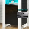 thumbnail image 6 of Merluxy High Gloss Modern Bookcase with LED Strip, Tall Bookshelf with Glass Adjustable Shelves, Bookcase with Doors for Living Room, Office, Black, 6 of 6