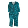 thumbnail image 4 of The Pioneer Woman 3/4 Sleeve V-Neck Top and Cropped Pant Pajama Set, 2-Piece, Women's, 4 of 7