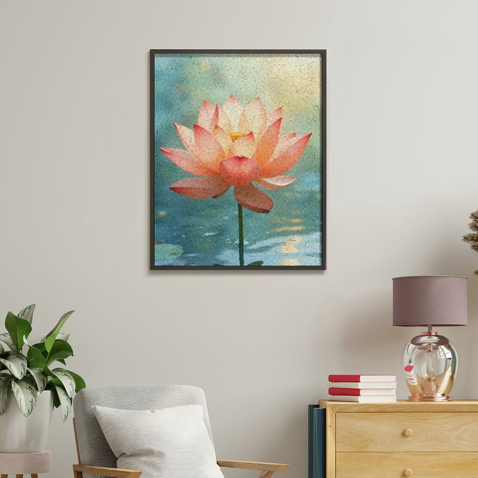 Paint by Numbers Kit for Adults, Lotus Bloom Tranquil Water Beauty Paint by Numbers, Easy Paint by Numbers Kit for Adults Beginner, DIY Adult Paint by Number Kits on Canvas, Home Decor
