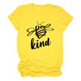 thumbnail image 1 of Camisa con estampado de letras de verano, cuello redondo, manga corta, camiseta holgada informal con letras a la moda para mujer, amarillo (letra negra) L, 1 of 3