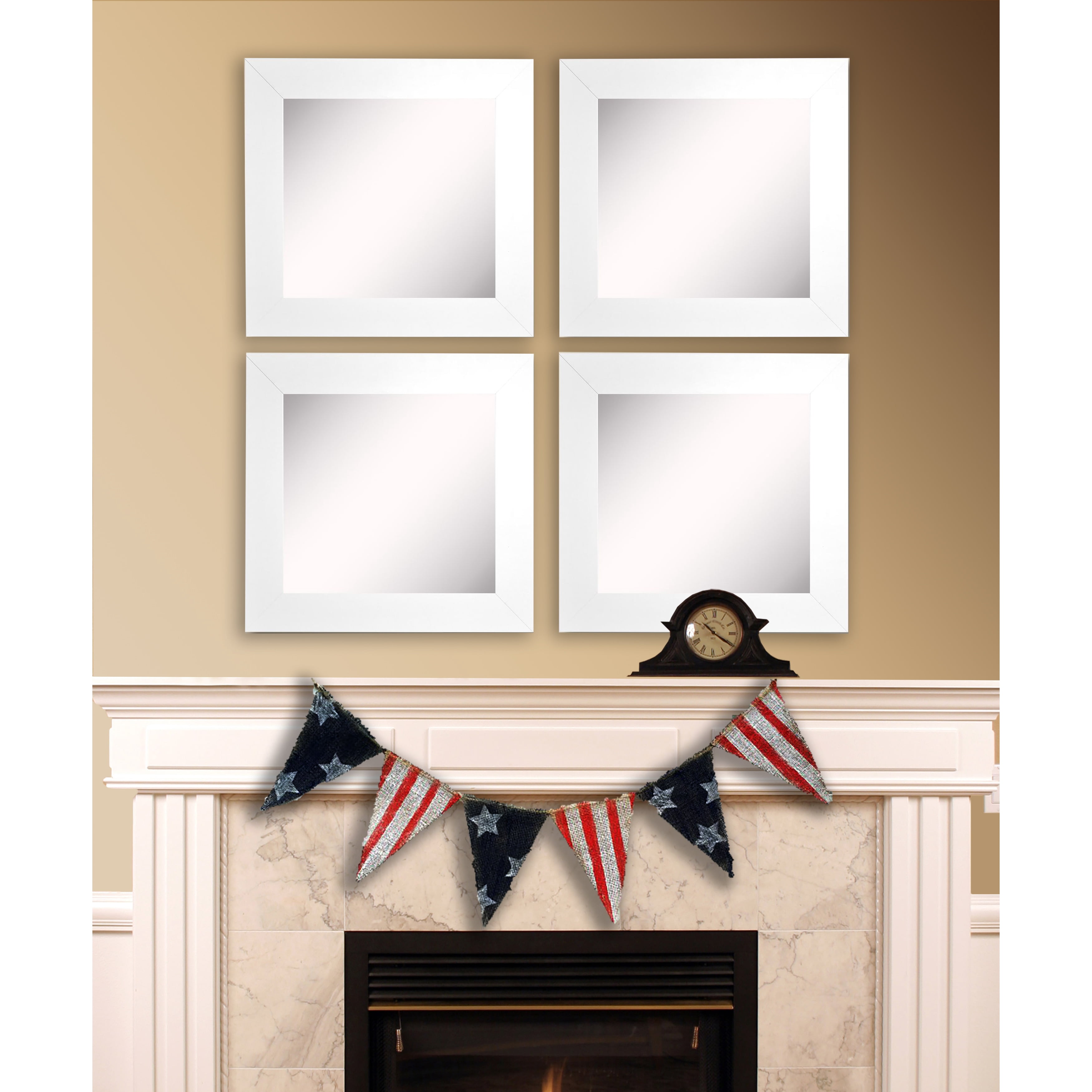 Rayne Mirrors Rayne White Satin Wide Square Wall Mirror Set