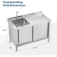thumbnail image 5 of Ktaxon Commercial Stainless Steel Utility Sink with Cabinet, Freestanding Deep Basin Prep & Cleaning Station for Restaurant, Laundry, Garage & Outdoor Use, 5 of 8